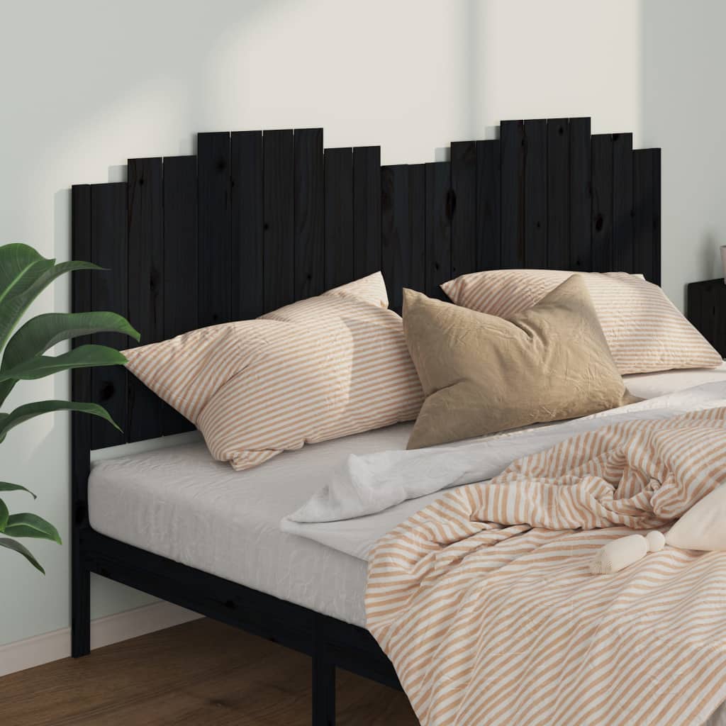 vidaXL Tăblie de pat, negru, 206x4x110 cm, lemn masiv de pin