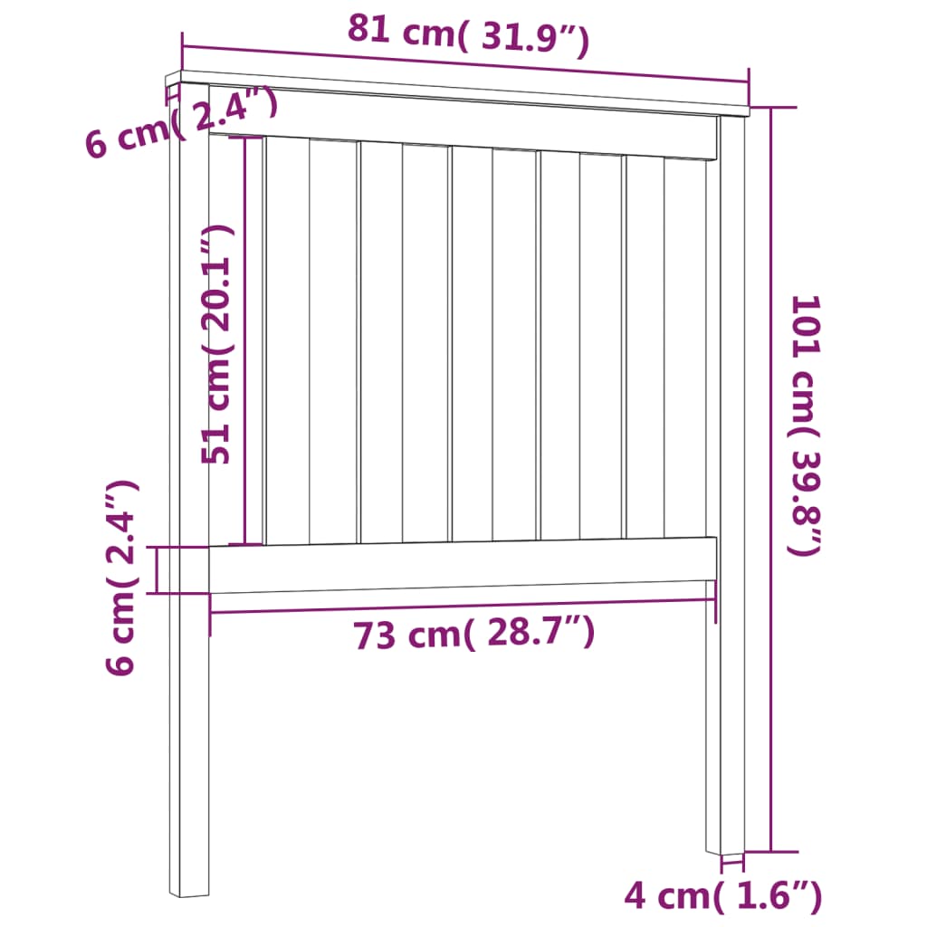 vidaXL Tăblie de pat, alb, 81x6x101 cm, lemn masiv de pin vidaXL Tăblie de pat, alb, 81x6x101 cm, lemn masiv de pin