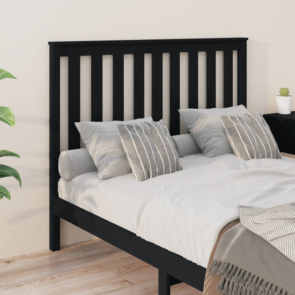 vidaXL Tăblie de pat, negru, 126x6x101 cm, lemn masiv de pin vidaXL Tăblie de pat, negru, 126x6x101 cm, lemn masiv de pin