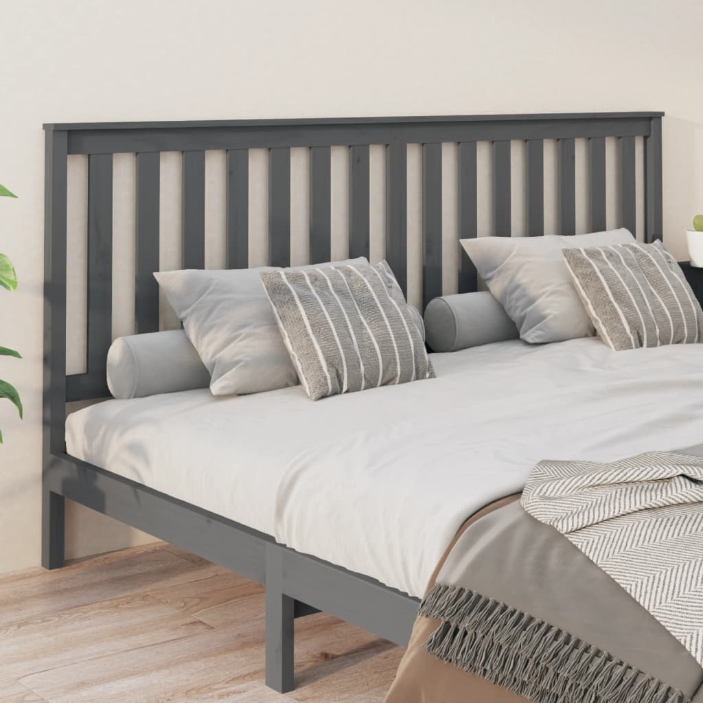 vidaXL Tăblie de pat, gri, 206x6x101 cm, lemn masiv de pin