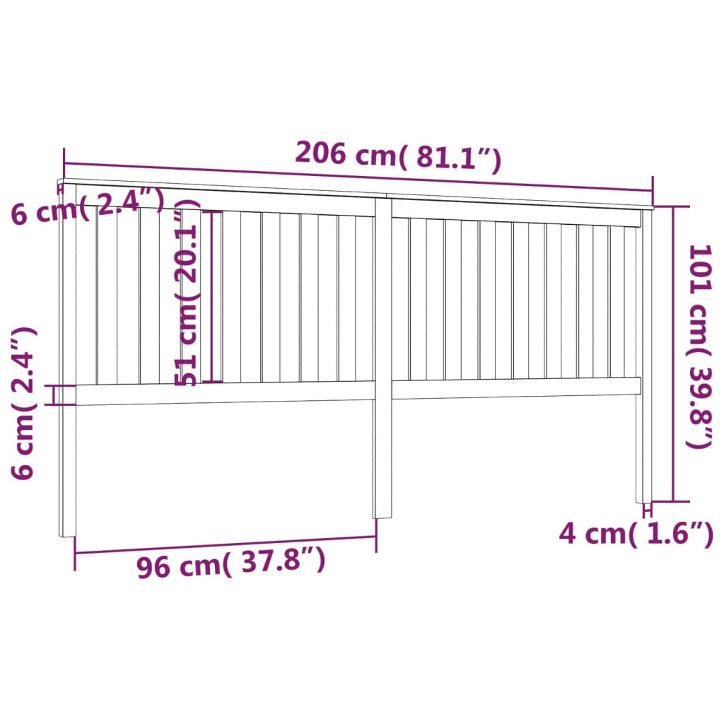 vidaXL Tăblie de pat, maro miere, 206x6x101 cm, lemn masiv de pin vidaXL Tăblie de pat, maro miere, 206x6x101 cm, lemn masiv de pin