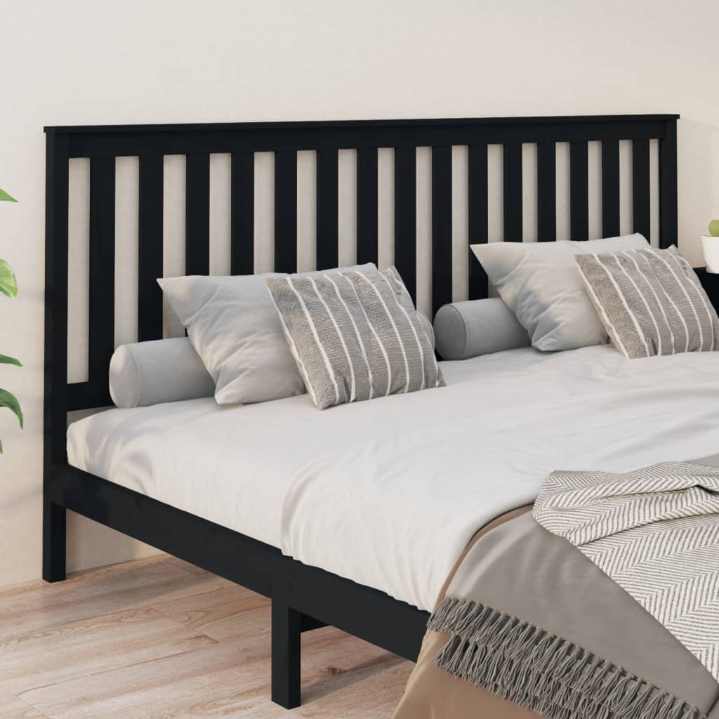 vidaXL Tăblie de pat, negru, 206x6x101 cm, lemn masiv de pin