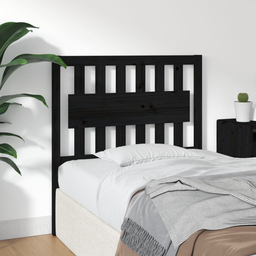 vidaXL Tăblie de pat, negru, 95,5x4x100 cm, lemn masiv de pin