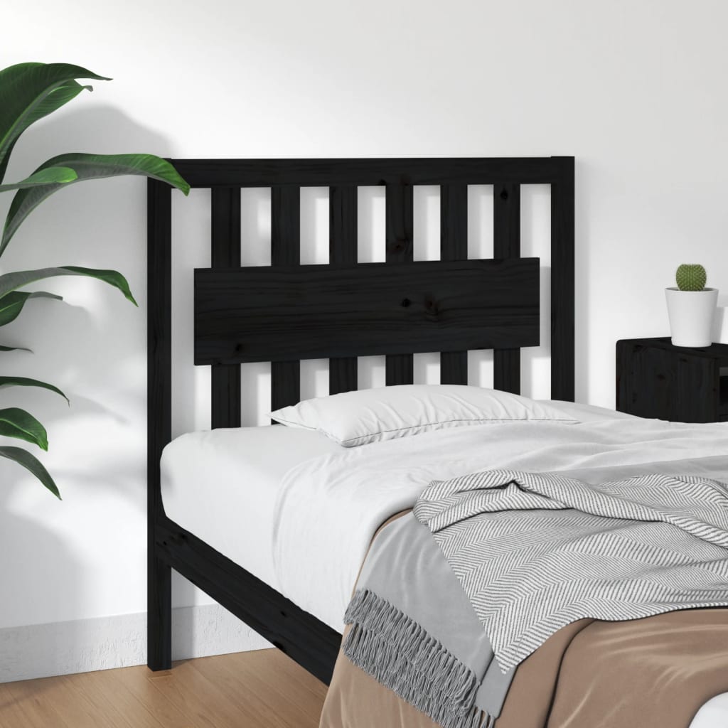 vidaXL Tăblie de pat, negru, 95,5x4x100 cm, lemn masiv de pin