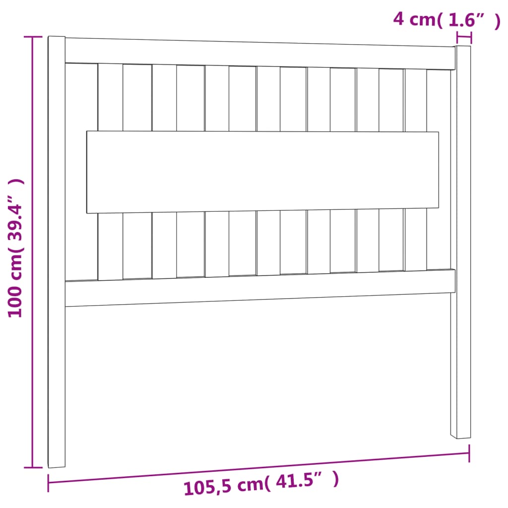 vidaXL Tăblie de pat, maro miere, 105,5x4x100 cm, lemn masiv de pin vidaXL Tăblie de pat, maro miere, 105,5x4x100 cm, lemn masiv de pin