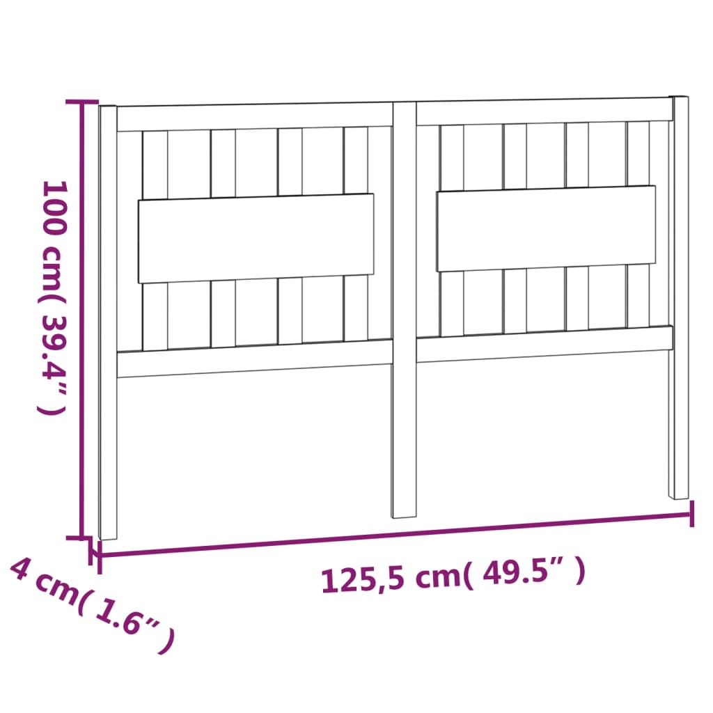 vidaXL Tăblie de pat, negru, 125,5x4x100 cm, lemn masiv de pin vidaXL Tăblie de pat, negru, 125,5x4x100 cm, lemn masiv de pin