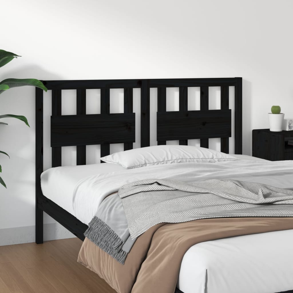 vidaXL Tăblie de pat, negru, 125,5x4x100 cm, lemn masiv de pin vidaXL Tăblie de pat, negru, 125,5x4x100 cm, lemn masiv de pin