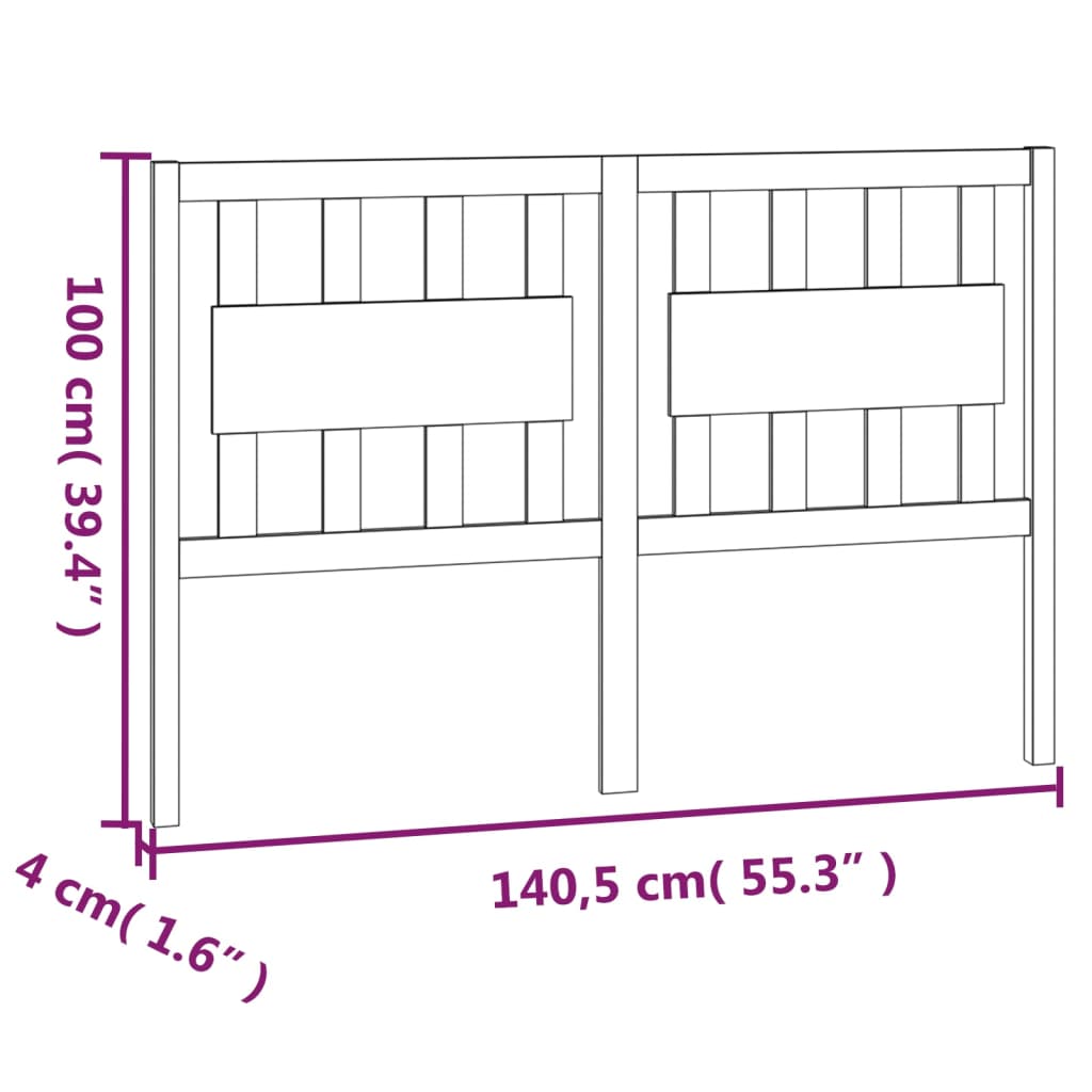 vidaXL Tăblie de pat, alb, 140,5x4x100 cm, lemn masiv de pin