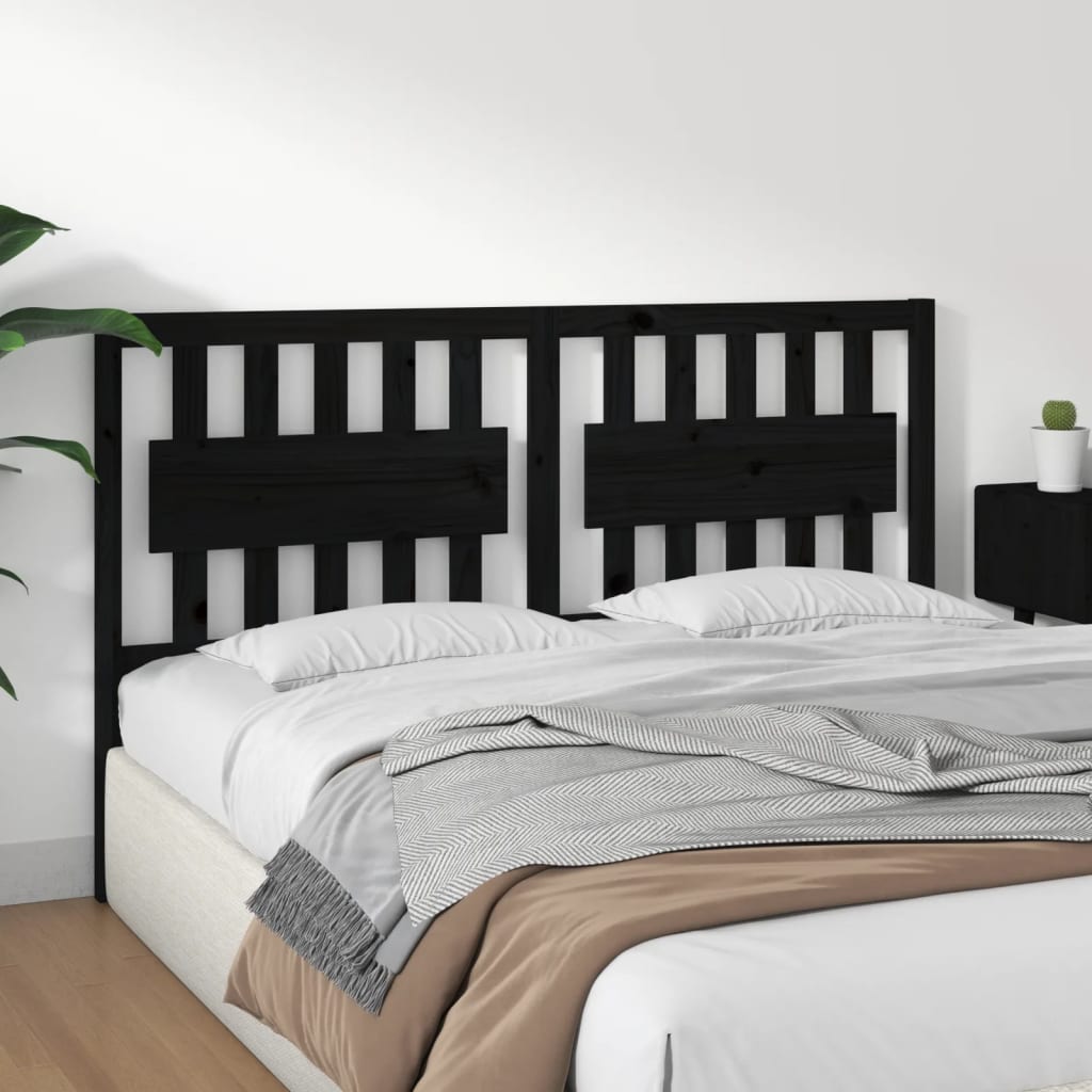 vidaXL Tăblie de pat, negru, 155,5x4x100 cm, lemn masiv de pin
