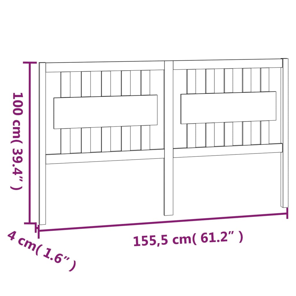 vidaXL Tăblie de pat, negru, 155,5x4x100 cm, lemn masiv de pin
