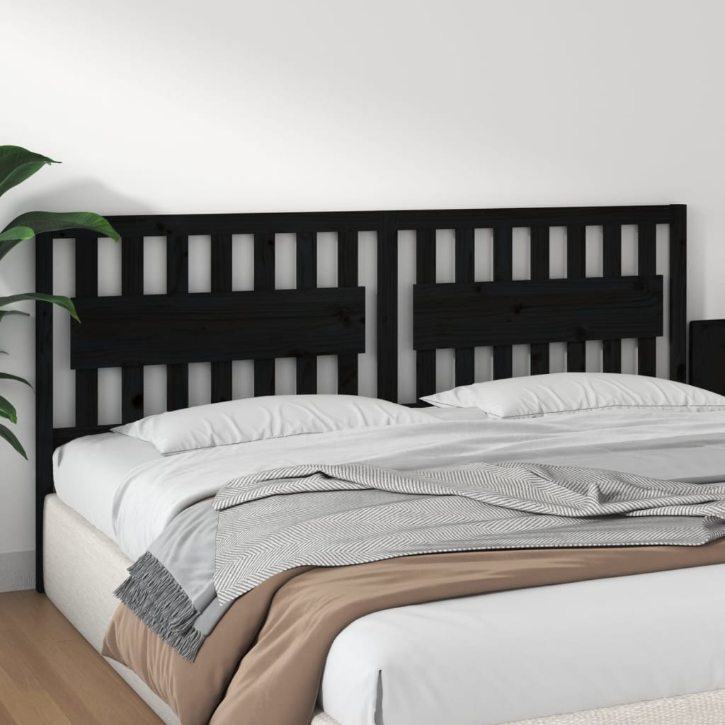 vidaXL Tăblie de pat, negru, 205,5x4x100 cm, lemn masiv de pin