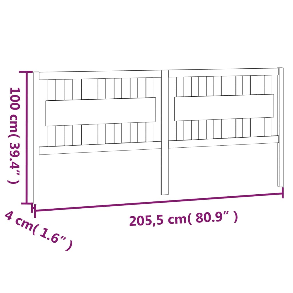 vidaXL Tăblie de pat, negru, 205,5x4x100 cm, lemn masiv de pin