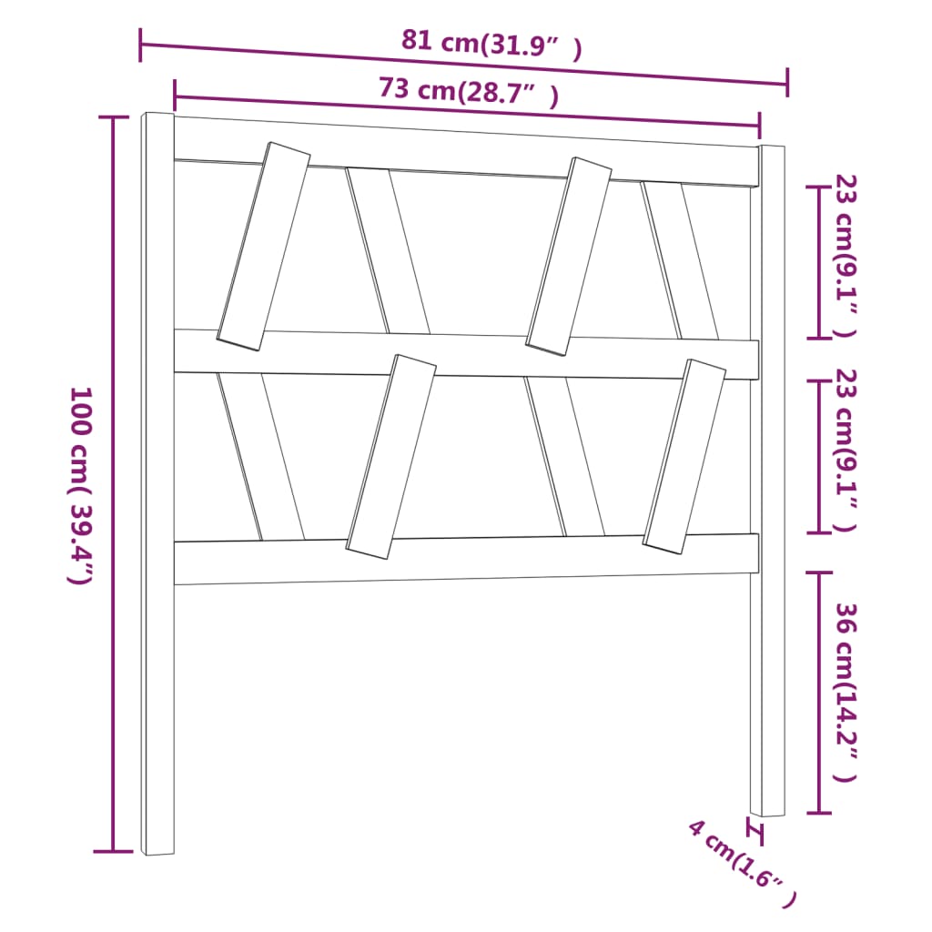 vidaXL Tăblie de pat, gri, 81x4x100 cm, lemn masiv de pin