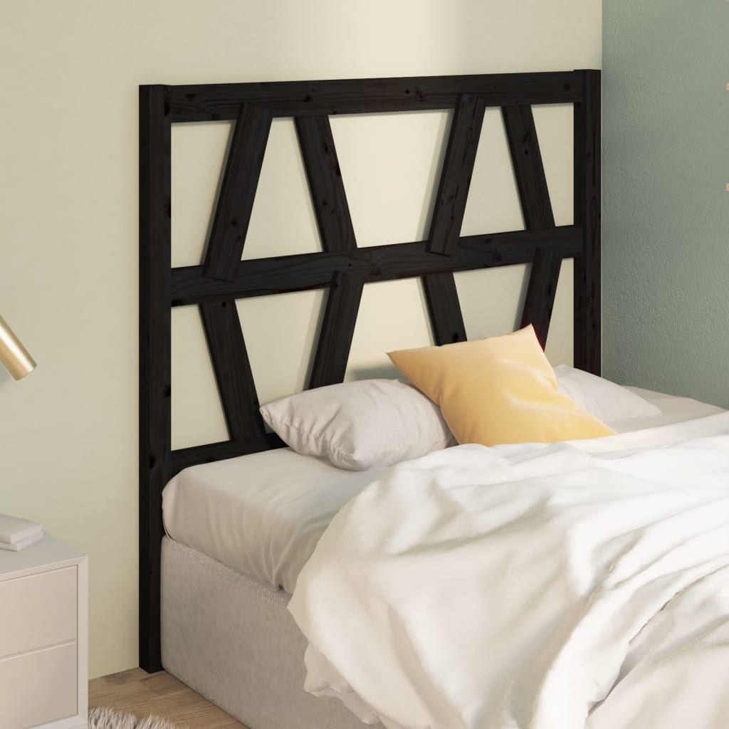 vidaXL Tăblie de pat, negru, 81x4x100 cm, lemn masiv de pin
