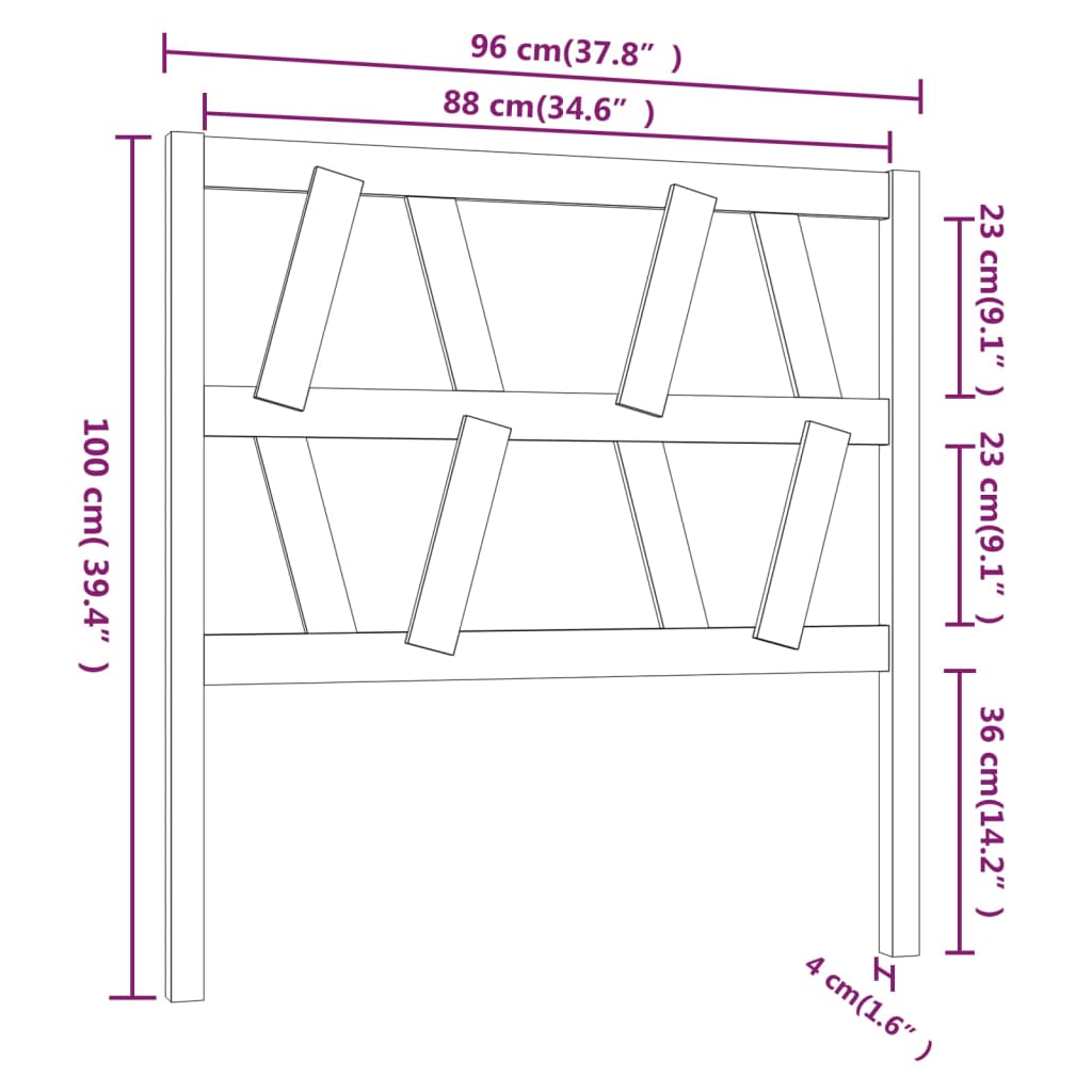 vidaXL Tăblie de pat, maro miere, 96x4x100 cm, lemn masiv de pin vidaXL Tăblie de pat, maro miere, 96x4x100 cm, lemn masiv de pin