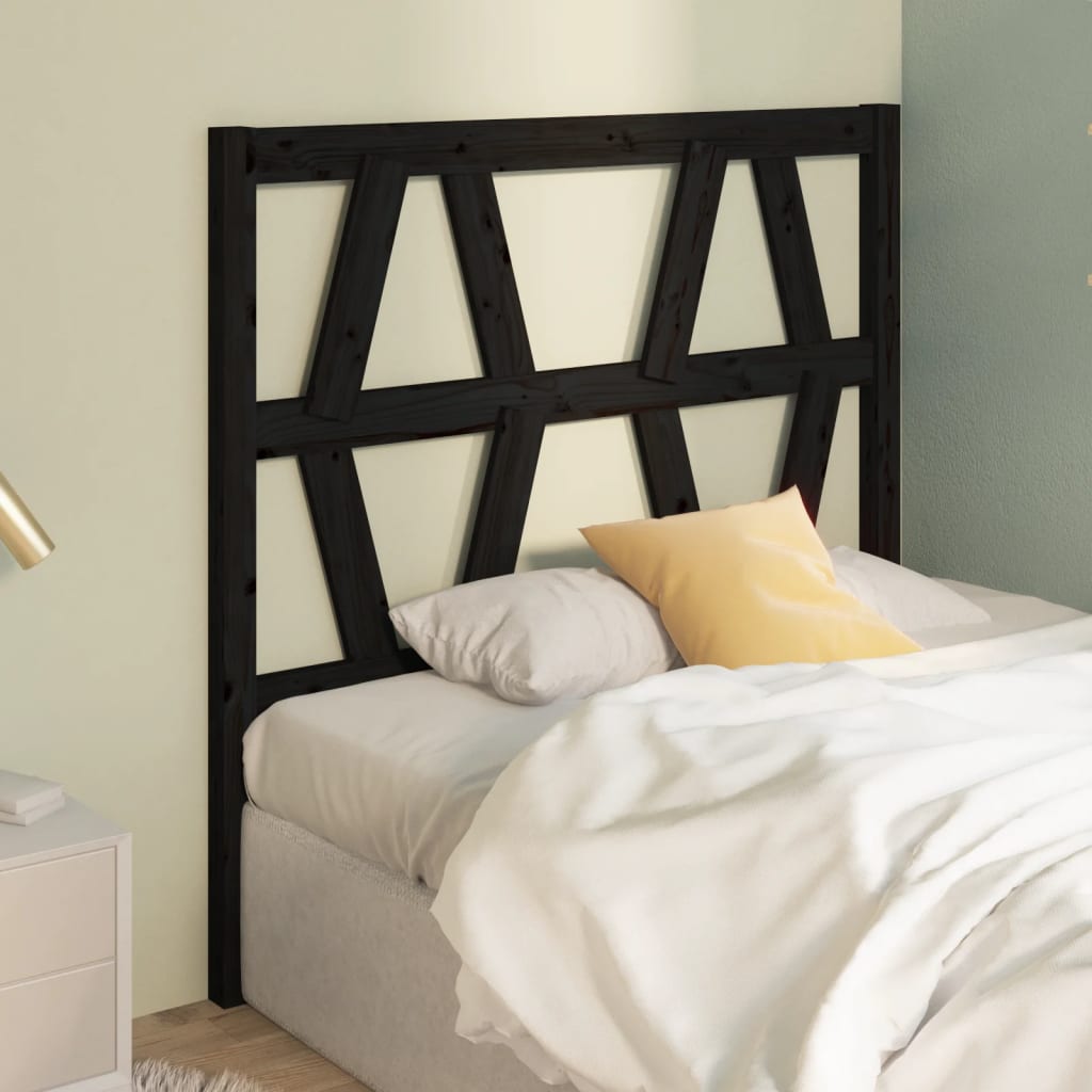 vidaXL Tăblie de pat, negru, 96x4x100 cm, lemn masiv de pin