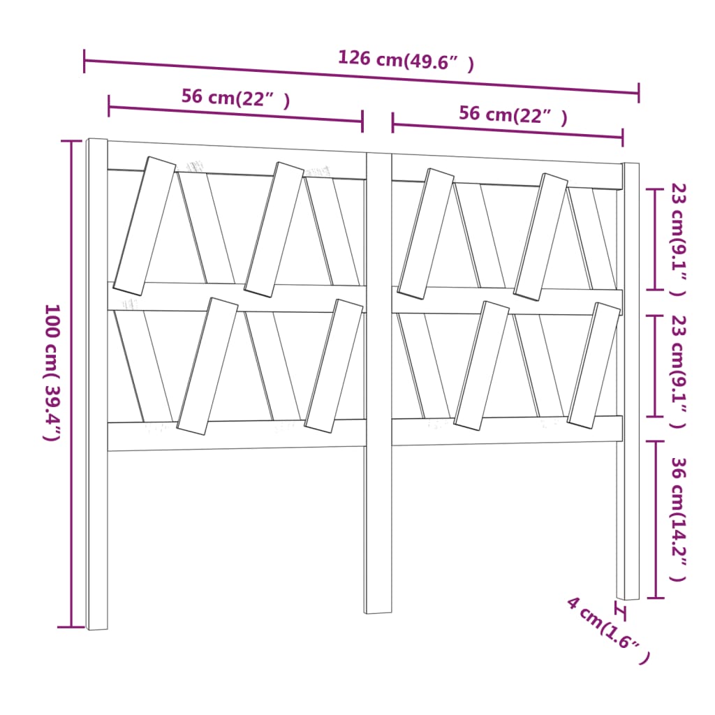 vidaXL Tăblie de pat, maro miere, 126x4x100 cm, lemn masiv de pin vidaXL Tăblie de pat, maro miere, 126x4x100 cm, lemn masiv de pin