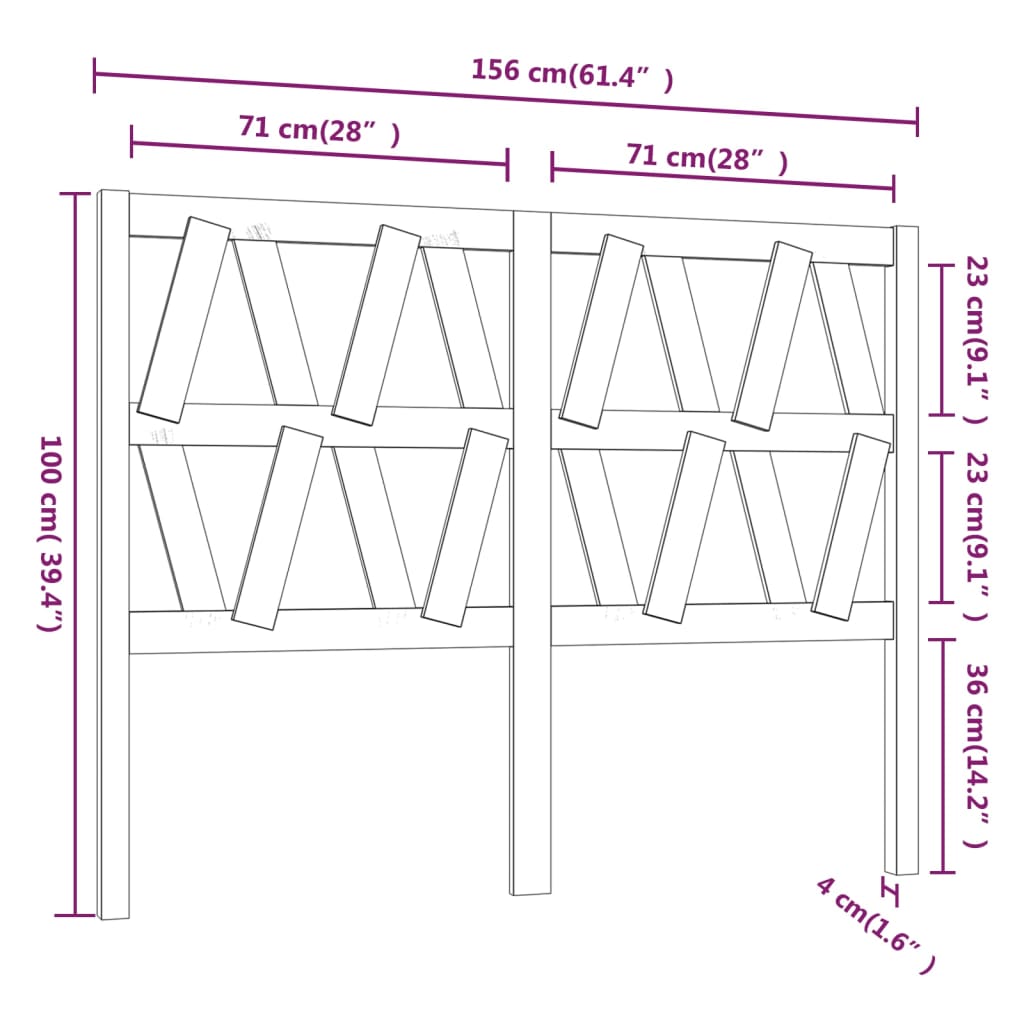 vidaXL Tăblie de pat, gri, 156x4x100 cm, lemn masiv de pin