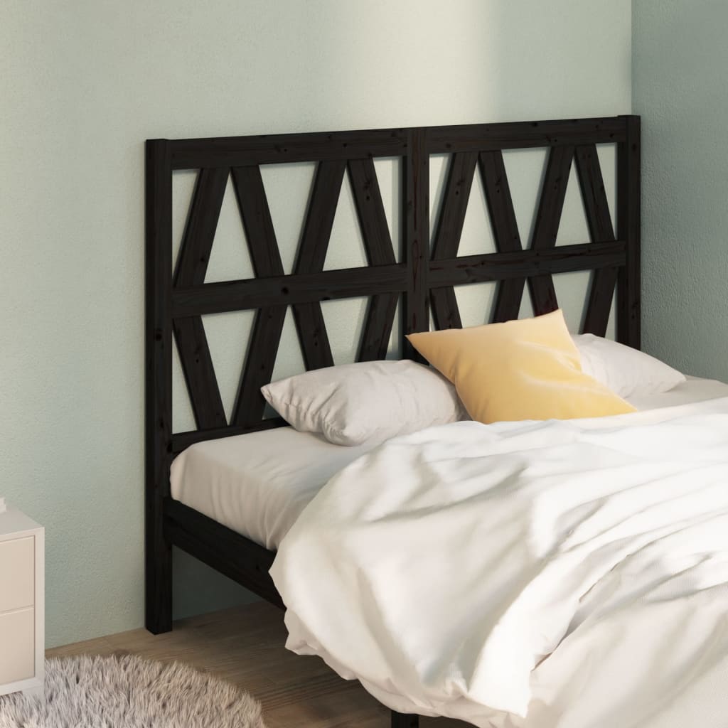 vidaXL Tăblie de pat, negru, 166x4x100 cm, lemn masiv de pin