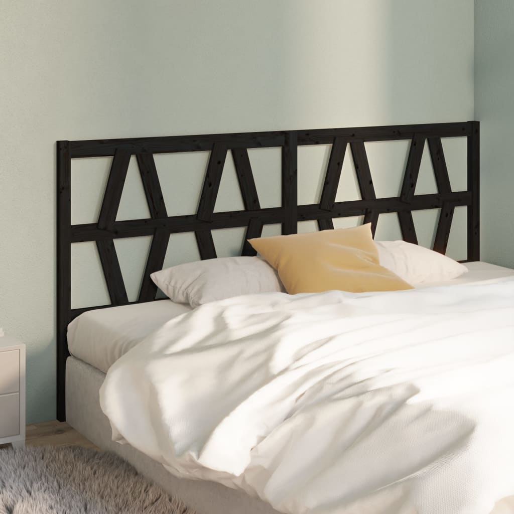 vidaXL Tăblie de pat, negru, 206x4x100 cm, lemn masiv de pin