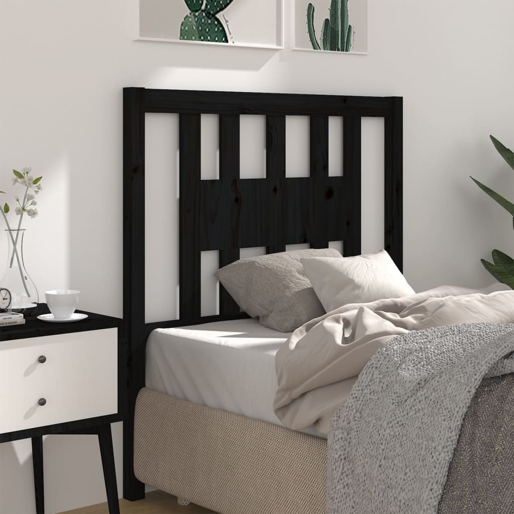 vidaXL Tăblie de pat, negru, 81x4x100 cm, lemn masiv de pin
