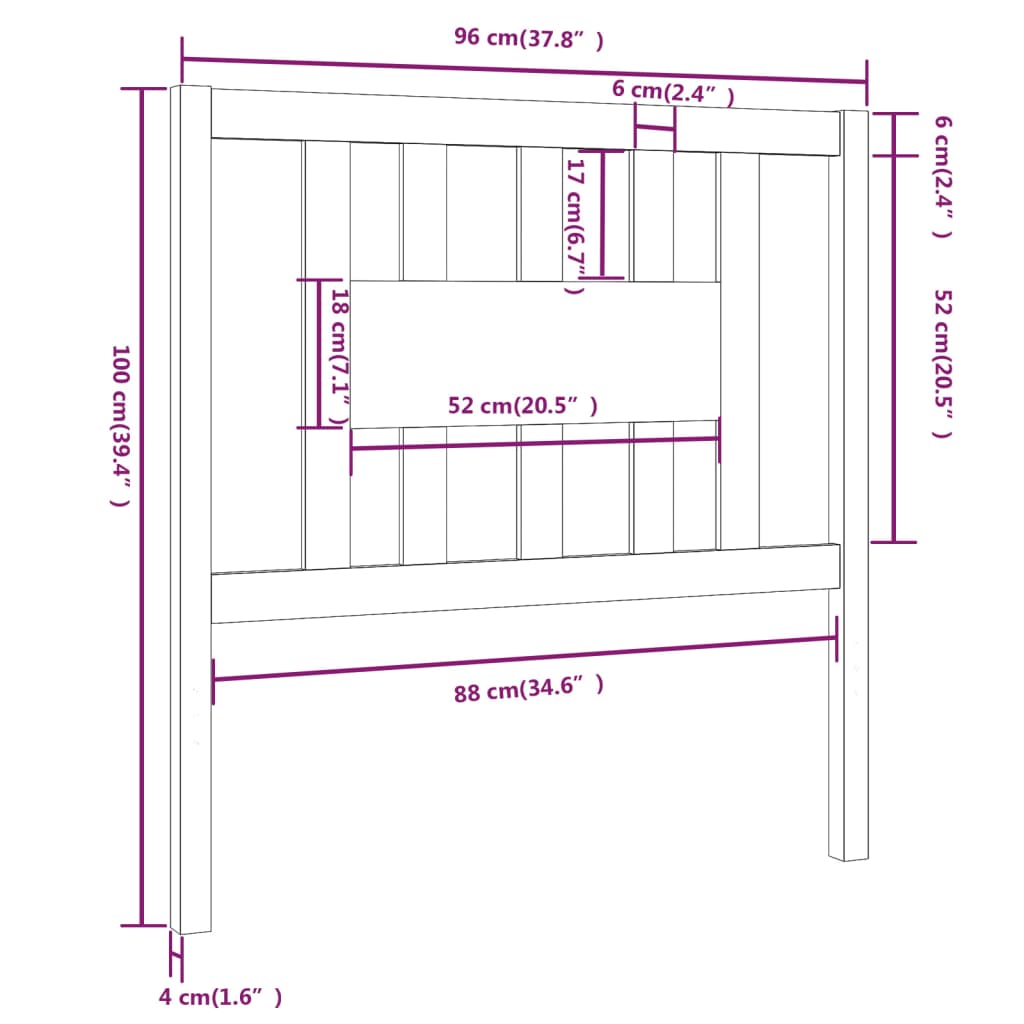 vidaXL Tăblie de pat, gri, 96x4x100 cm, lemn masiv de pin vidaXL Tăblie de pat, gri, 96x4x100 cm, lemn masiv de pin