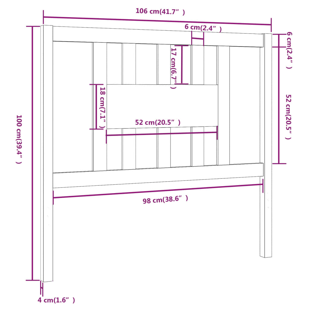 vidaXL Tăblie de pat, gri, 106x4x100 cm, lemn masiv de pin vidaXL Tăblie de pat, gri, 106x4x100 cm, lemn masiv de pin