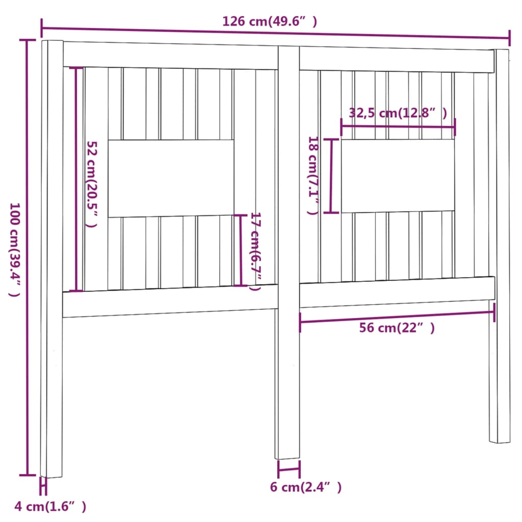 vidaXL Tăblie de pat, alb, 126x4x100 cm, lemn masiv de pin vidaXL Tăblie de pat, alb, 126x4x100 cm, lemn masiv de pin