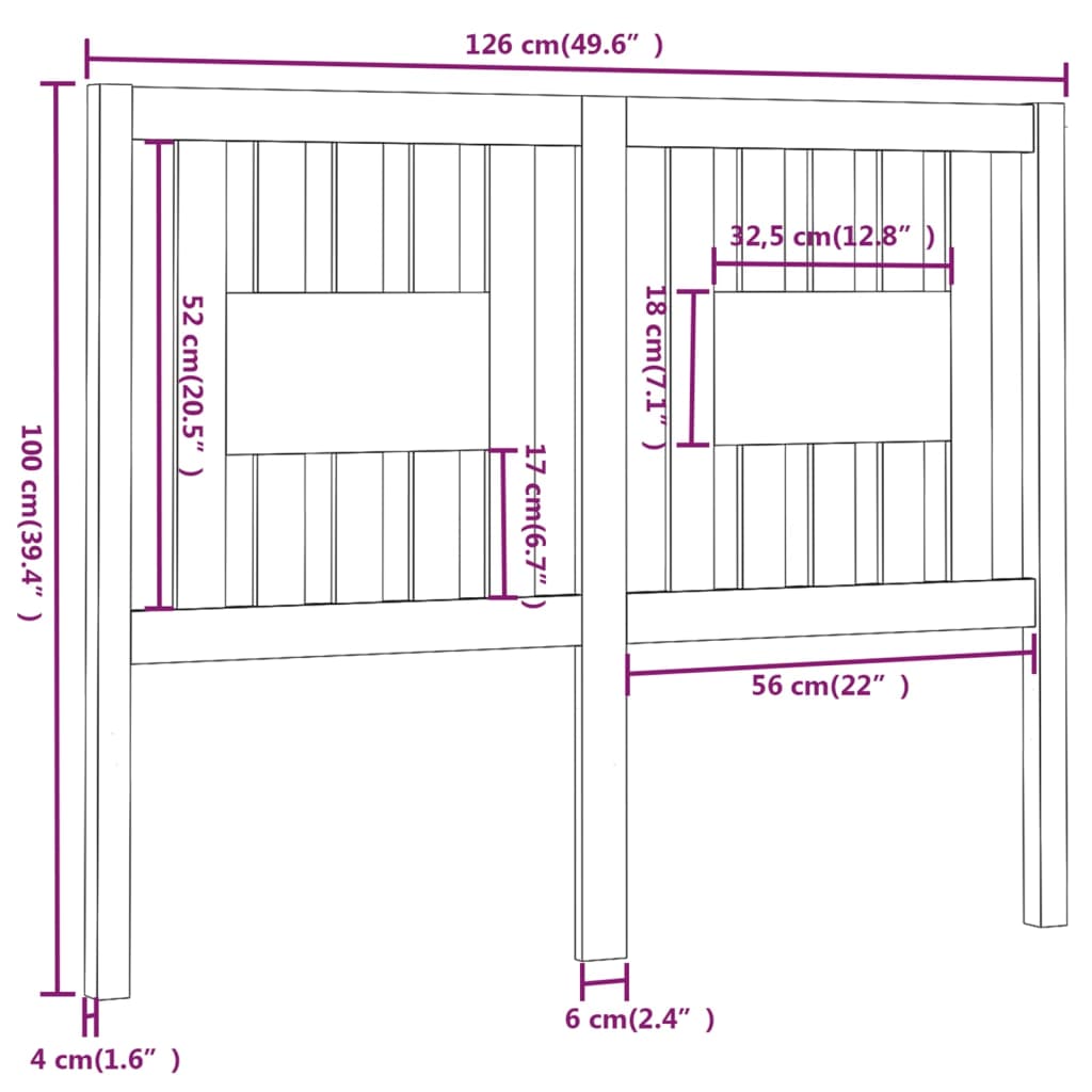vidaXL Tăblie de pat, gri, 126x4x100 cm, lemn masiv de pin vidaXL Tăblie de pat, gri, 126x4x100 cm, lemn masiv de pin