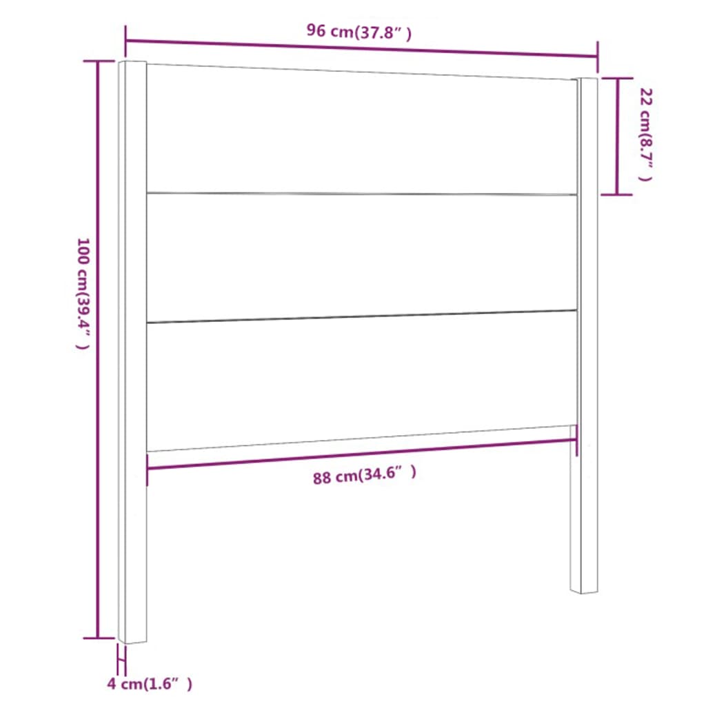 vidaXL Tăblie de pat, 96x4x100 cm, lemn masiv de pin