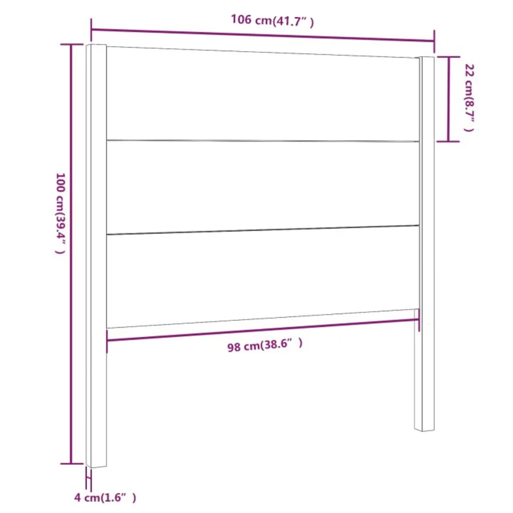 vidaXL Tăblie de pat, maro miere, 106x4x100 cm, lemn masiv de pin vidaXL Tăblie de pat, maro miere, 106x4x100 cm, lemn masiv de pin