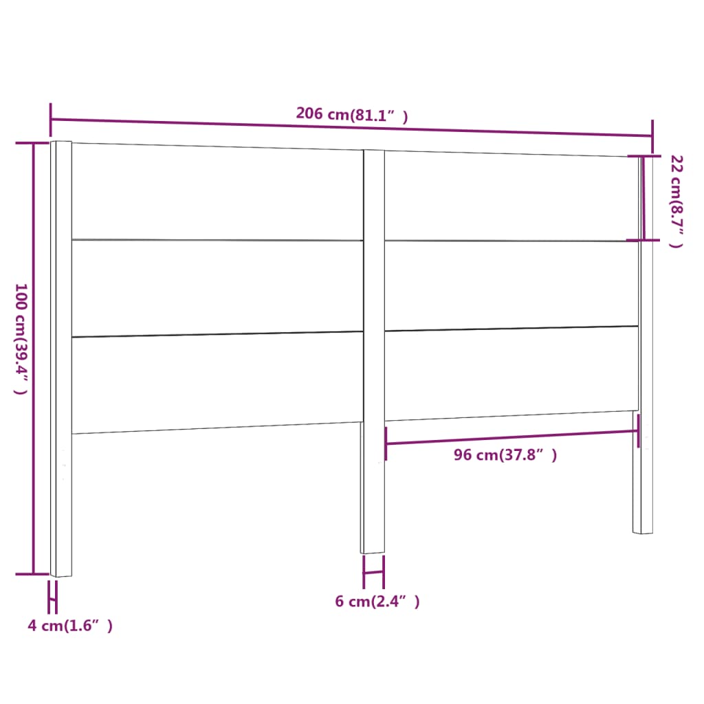 vidaXL Tăblie de pat, alb, 206x4x100 cm, lemn masiv de pin vidaXL Tăblie de pat, alb, 206x4x100 cm, lemn masiv de pin