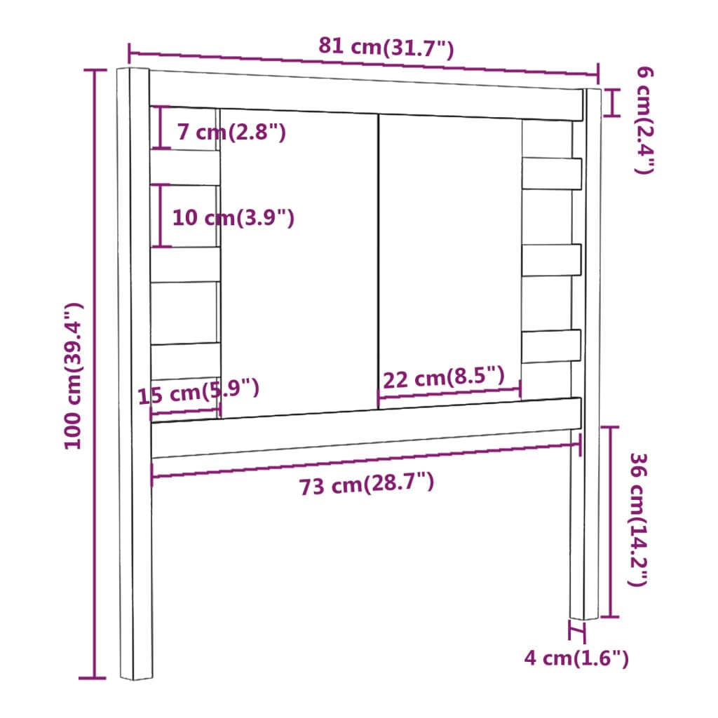 vidaXL Tăblie de pat, 81x4x100 cm, lemn masiv de pin vidaXL Tăblie de pat, 81x4x100 cm, lemn masiv de pin