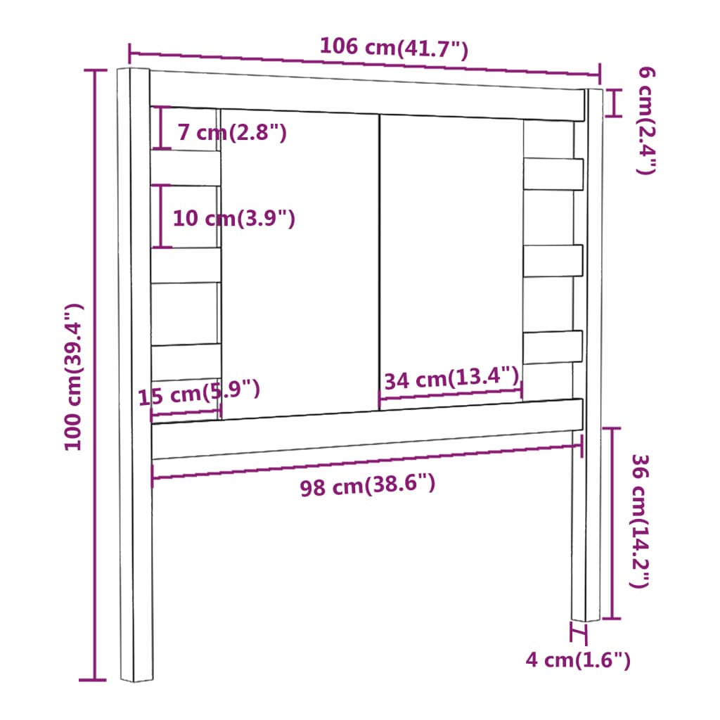 vidaXL Tăblie de pat, maro miere, 106x4x100 cm, lemn masiv de pin vidaXL Tăblie de pat, maro miere, 106x4x100 cm, lemn masiv de pin