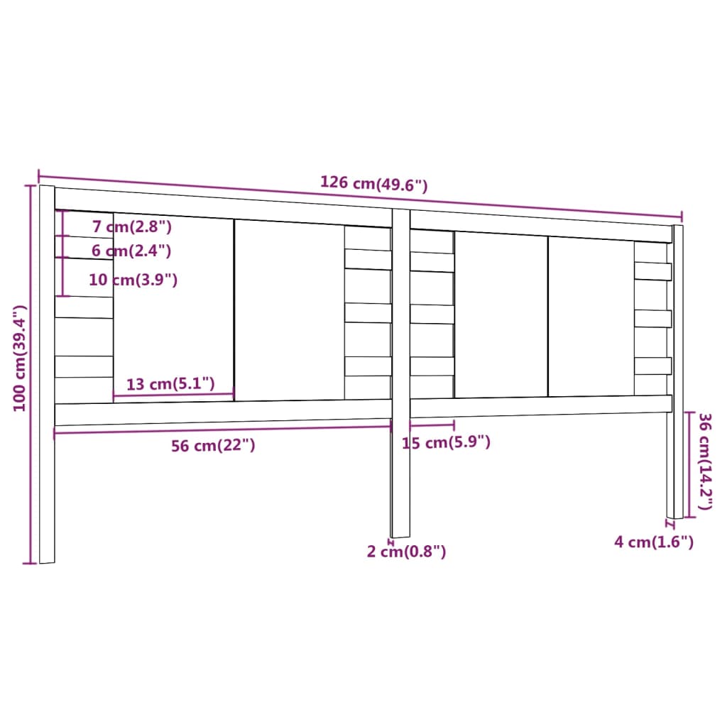 vidaXL Tăblie de pat, negru, 126x4x100 cm, lemn masiv de pin vidaXL Tăblie de pat, negru, 126x4x100 cm, lemn masiv de pin