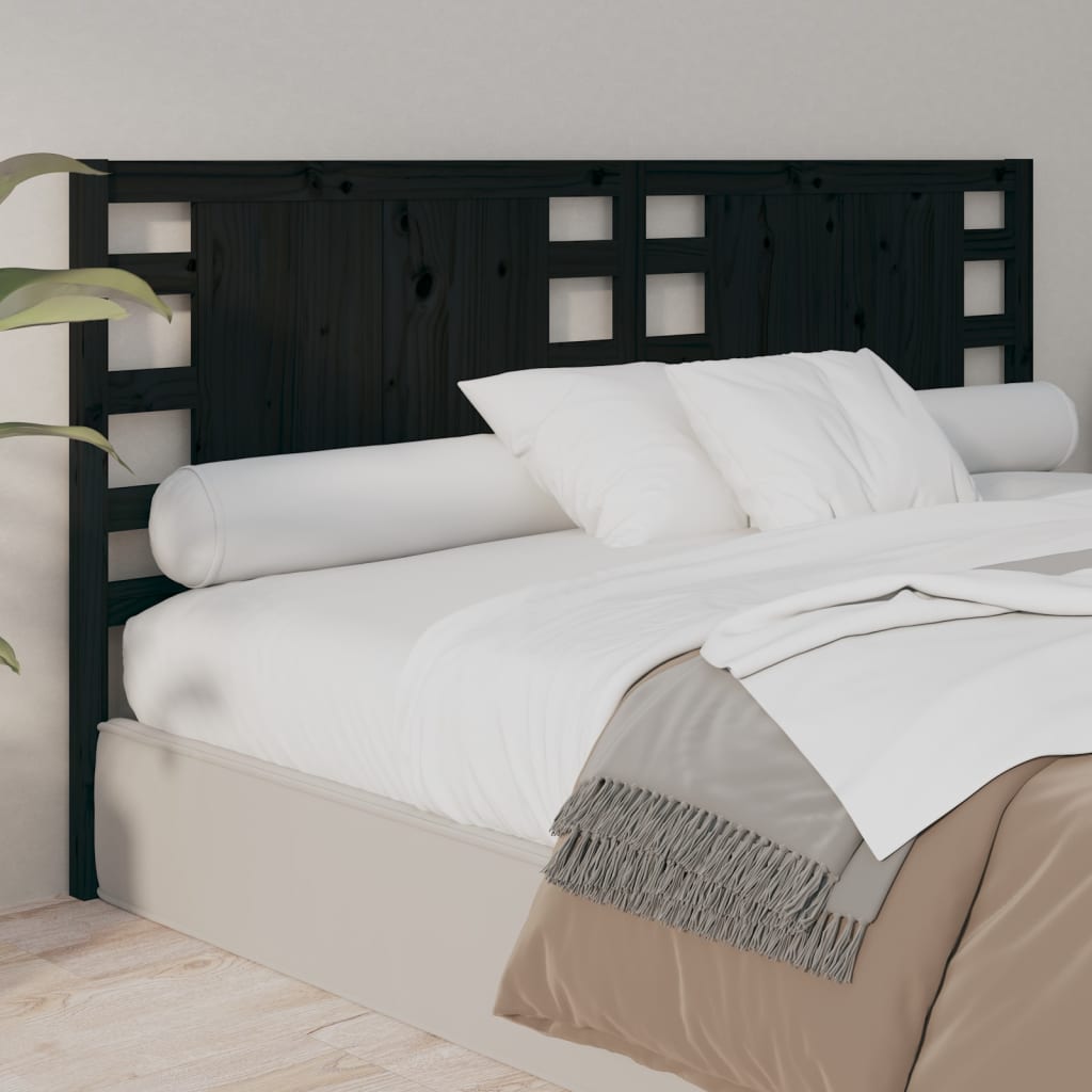vidaXL Tăblie de pat, negru, 166x4x100 cm, lemn masiv de pin