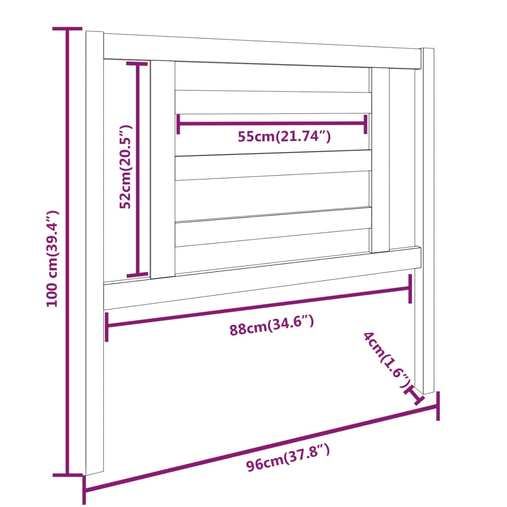 vidaXL Tăblie de pat, maro miere, 96x4x100 cm, lemn masiv de pin vidaXL Tăblie de pat, maro miere, 96x4x100 cm, lemn masiv de pin