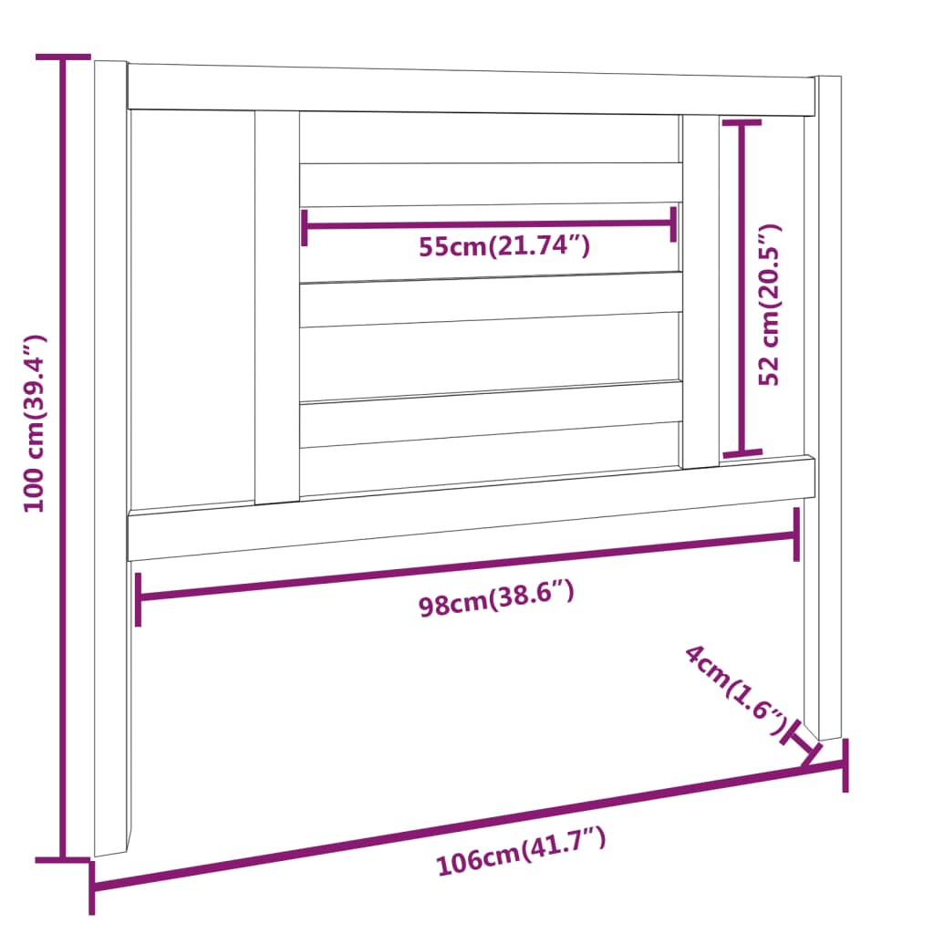 vidaXL Tăblie de pat, maro miere, 106x4x100 cm, lemn masiv de pin vidaXL Tăblie de pat, maro miere, 106x4x100 cm, lemn masiv de pin