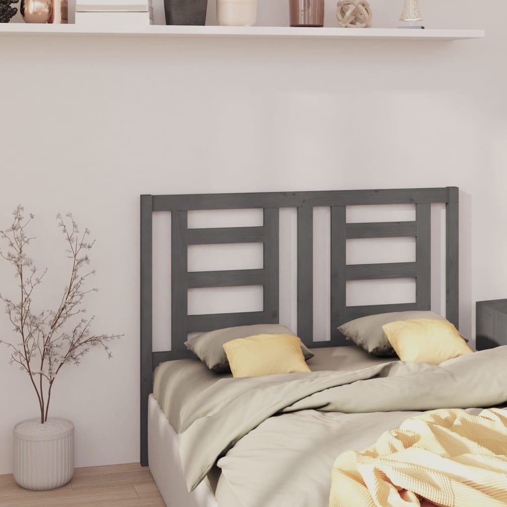 vidaXL Tăblie de pat, gri, 126x4x100 cm, lemn masiv de pin vidaXL Tăblie de pat, gri, 126x4x100 cm, lemn masiv de pin