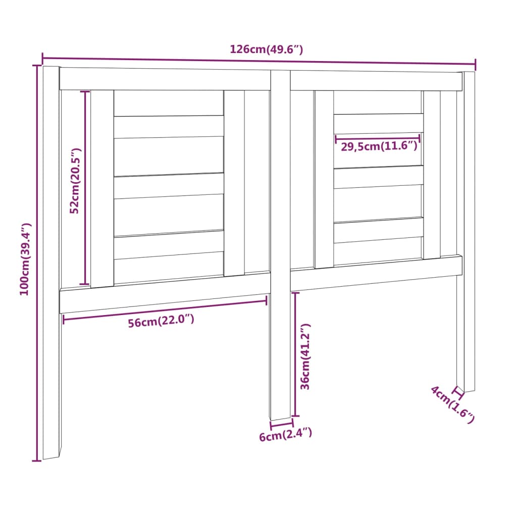 vidaXL Tăblie de pat, gri, 126x4x100 cm, lemn masiv de pin vidaXL Tăblie de pat, gri, 126x4x100 cm, lemn masiv de pin