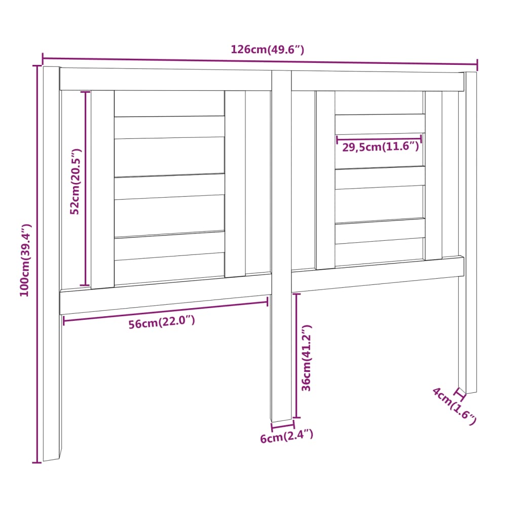 vidaXL Tăblie de pat, maro miere, 126x4x100 cm, lemn masiv de pin vidaXL Tăblie de pat, maro miere, 126x4x100 cm, lemn masiv de pin
