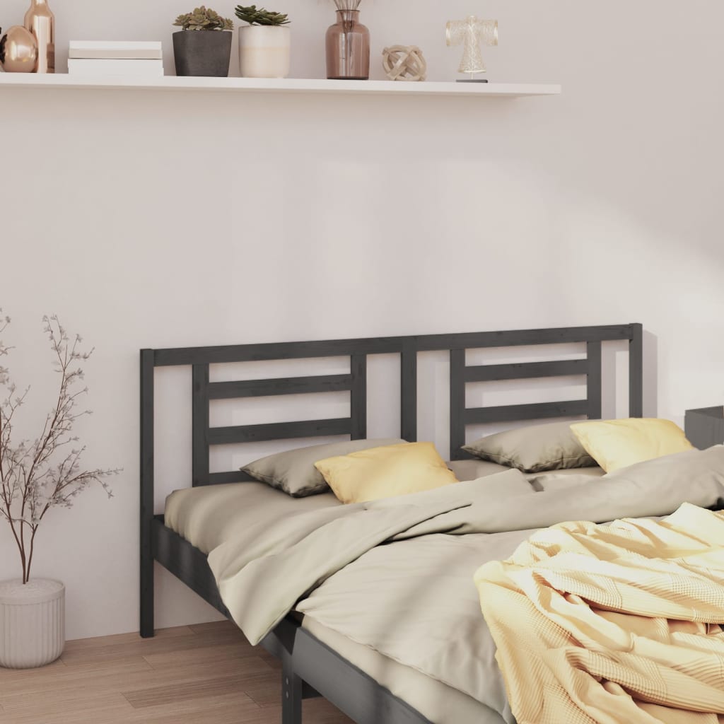 vidaXL Tăblie de pat, gri, 156x4x100 cm, lemn masiv de pin