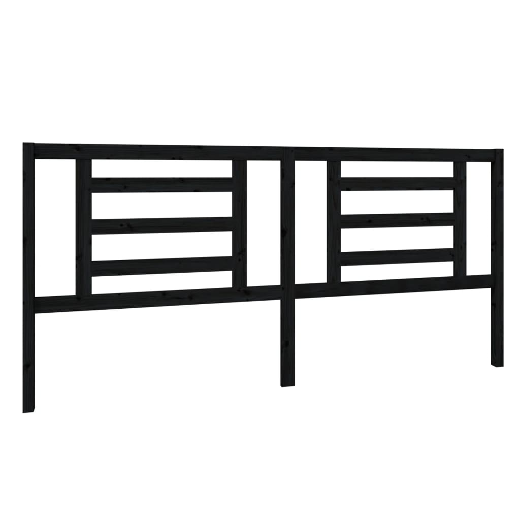 vidaXL Tăblie de pat, negru, 206x4x100 cm, lemn masiv de pin