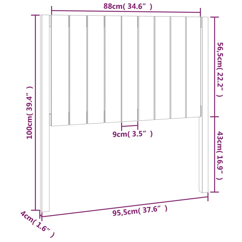 vidaXL Tăblie de pat gri 95,5x4x100 cm Lemn masiv de pin vidaXL Tăblie de pat gri 95,5x4x100 cm Lemn masiv de pin
