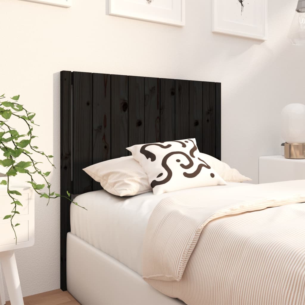 vidaXL Tăblie de pat, negru, 95,5x4x100 cm, lemn masiv de pin