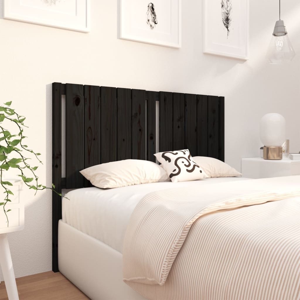 vidaXL Tăblie de pat, negru, 125,5x4x100 cm, lemn masiv de pin vidaXL Tăblie de pat, negru, 125,5x4x100 cm, lemn masiv de pin