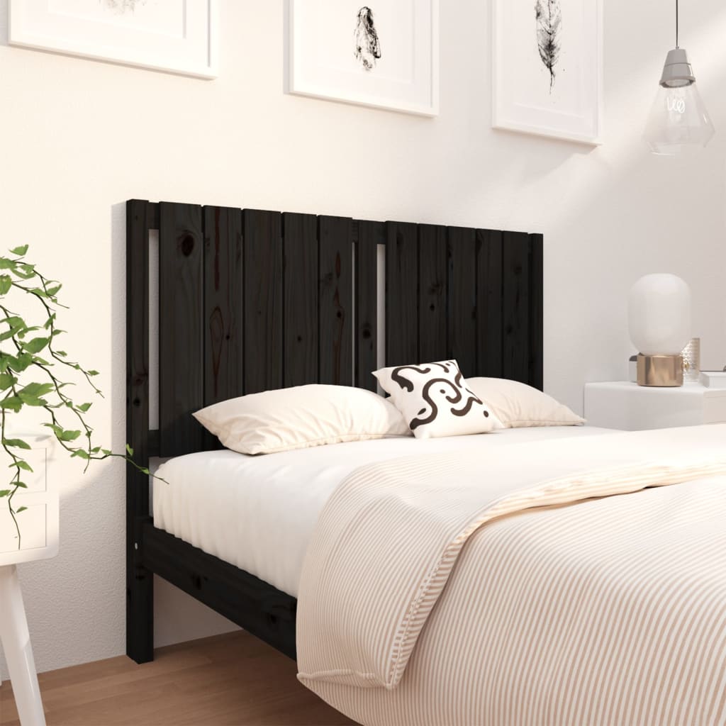 vidaXL Tăblie de pat, negru, 125,5x4x100 cm, lemn masiv de pin vidaXL Tăblie de pat, negru, 125,5x4x100 cm, lemn masiv de pin