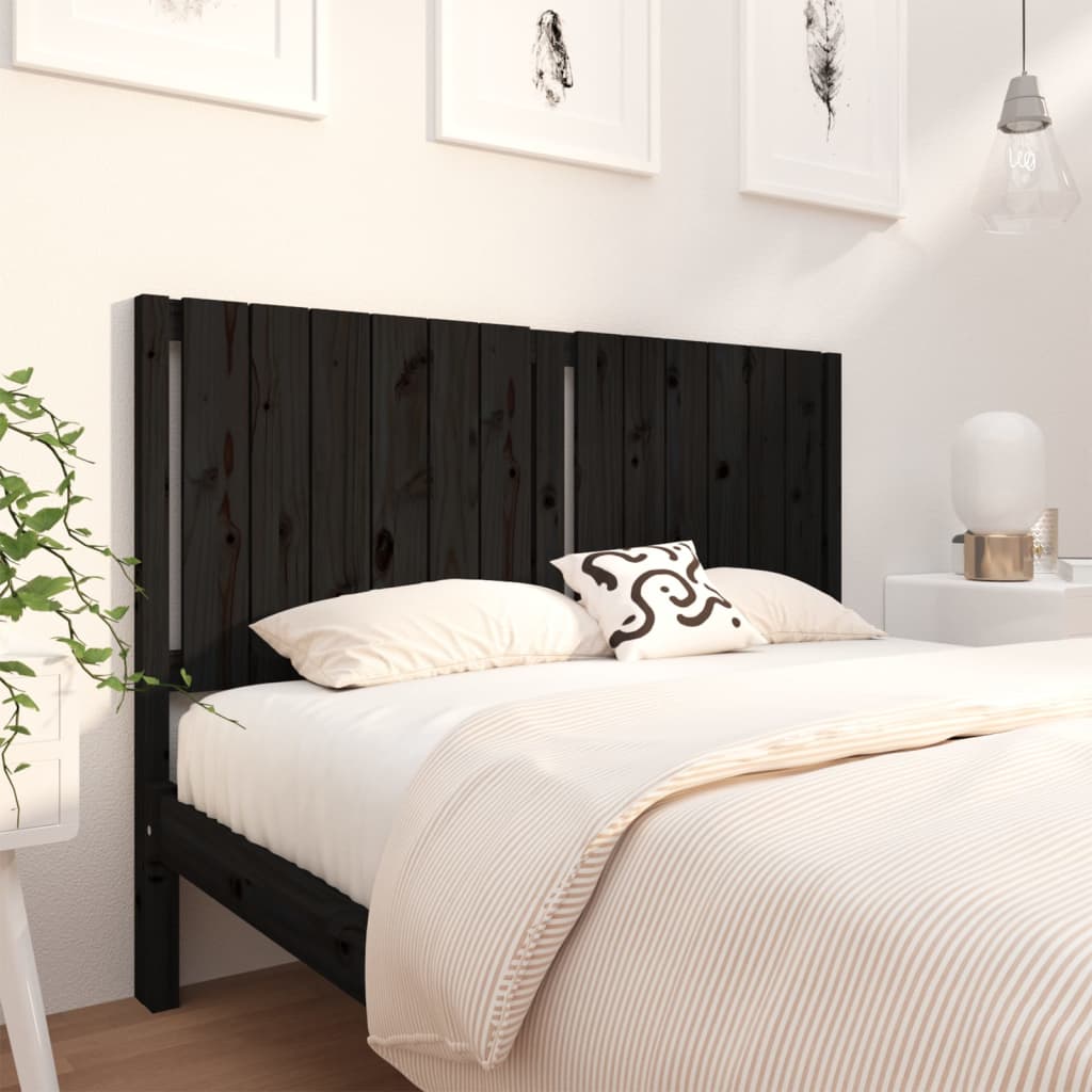 vidaXL Tăblie de pat, negru, 145,5x4x100 cm, lemn masiv de pin vidaXL Tăblie de pat, negru, 145,5x4x100 cm, lemn masiv de pin