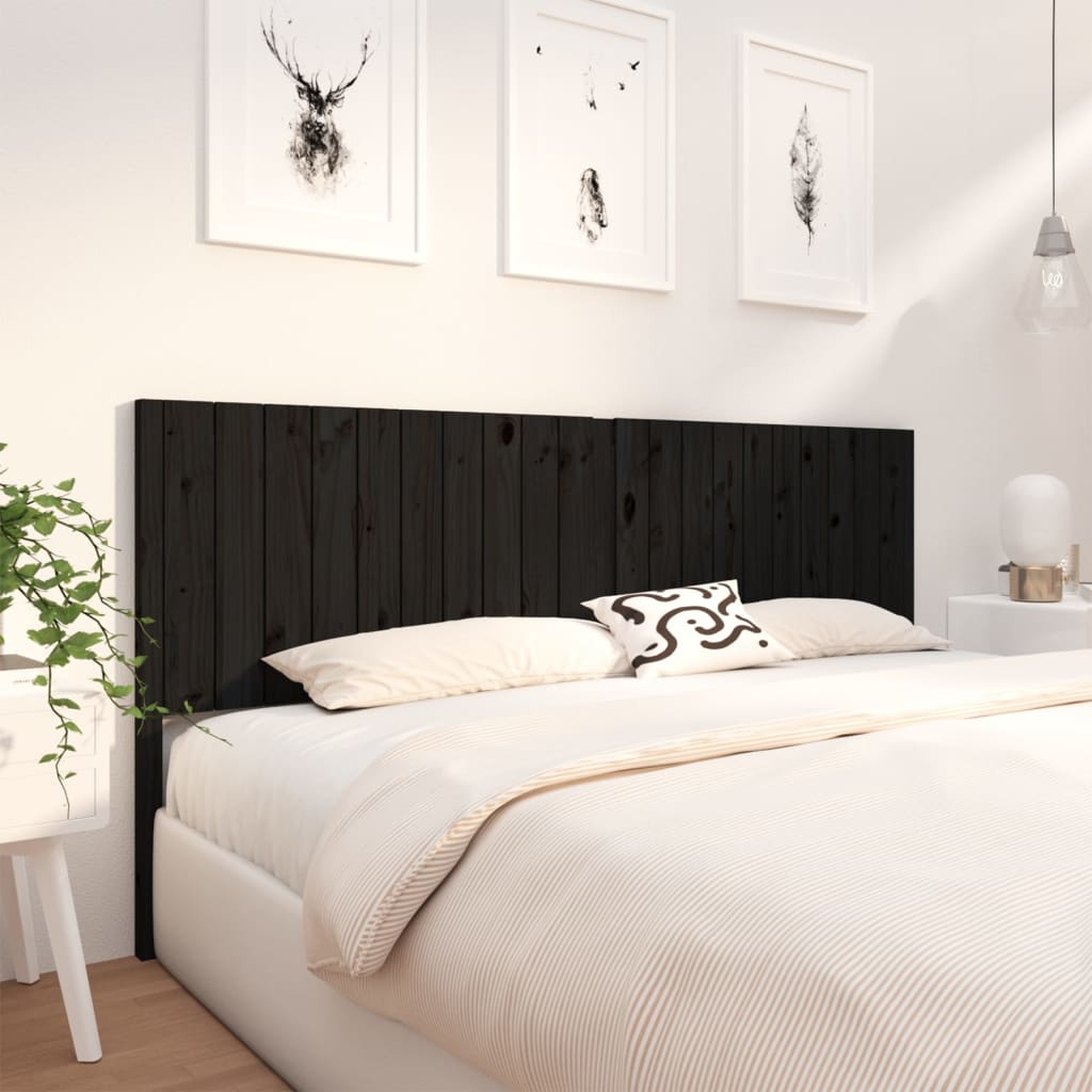 vidaXL Tăblie de pat, negru, 205,5x4x100 cm, lemn masiv de pin