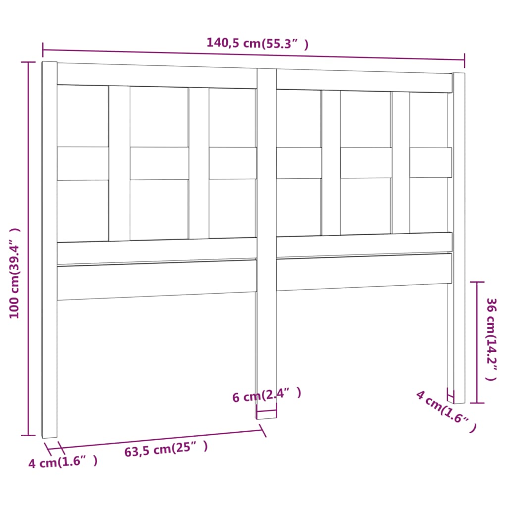 vidaXL Tăblie de pat, 140,5x4x100 cm, lemn masiv de pin
